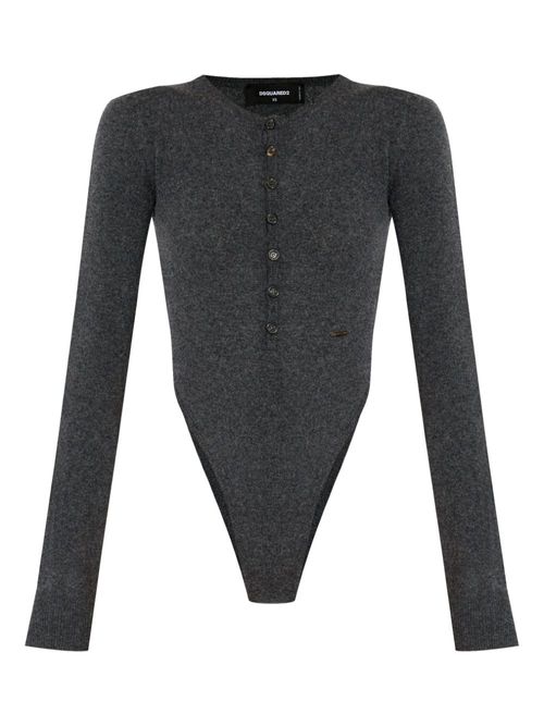 Button-up knitted bodysuit - Grey
