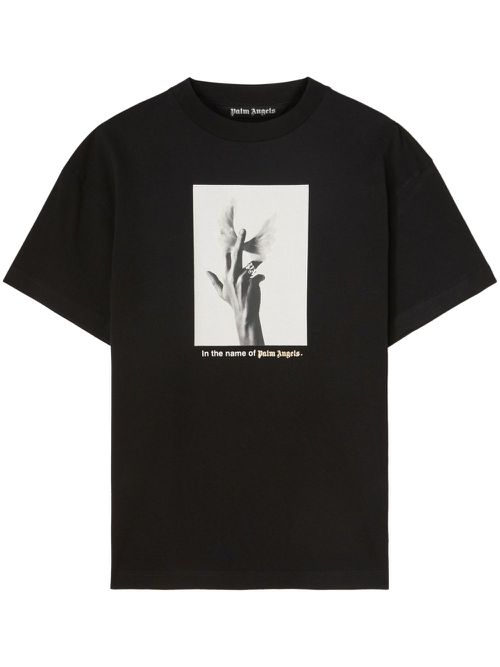 Wings graphic-print cotton T-shirt - Black