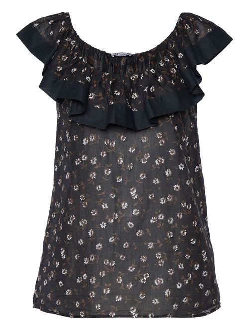 Floral-print top - Black