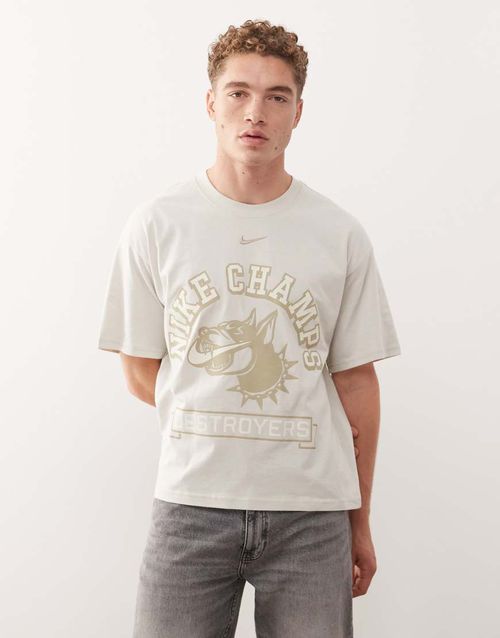 Champs graphic cropped T-shirt in off white