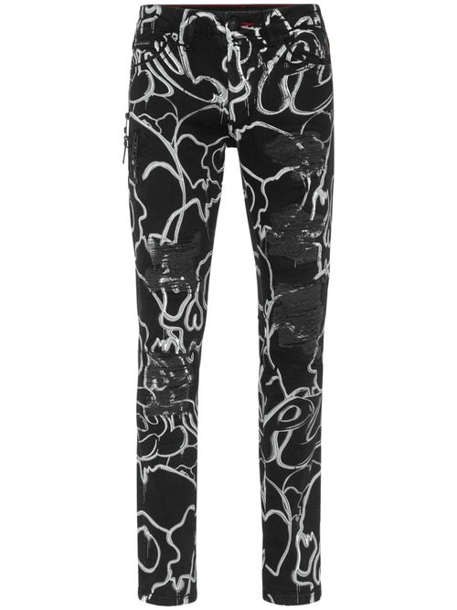 Skull&bones straight-leg jeans - Black