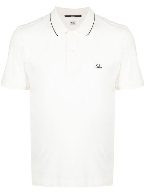 Embroidered-logo polo shirt - White