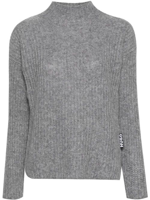 Ribbed-knit brushed jumper - Grey