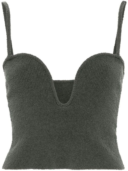 Bouclé cropped tank top - Green