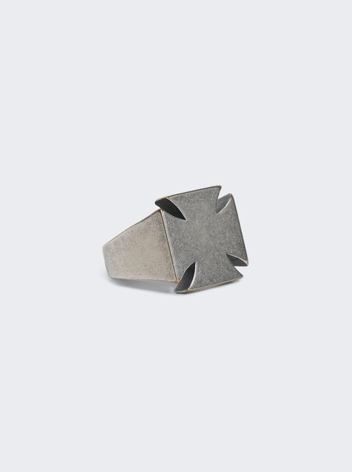 Biker Cross Minimal Ring Silver