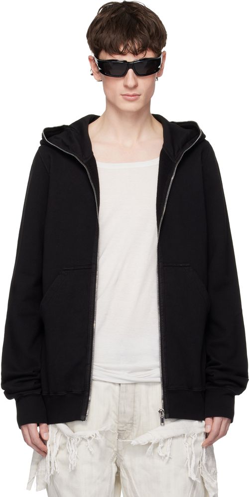Black Zip-Up Fleece Hoodie