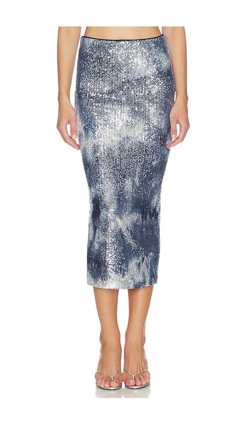 Le Superbe Shibori Shine Liza Skirt in Navy,Baby Blue. M. Also in L
