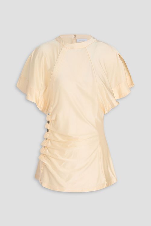 Snap-detailed stretch-jersey top - White - FR 38