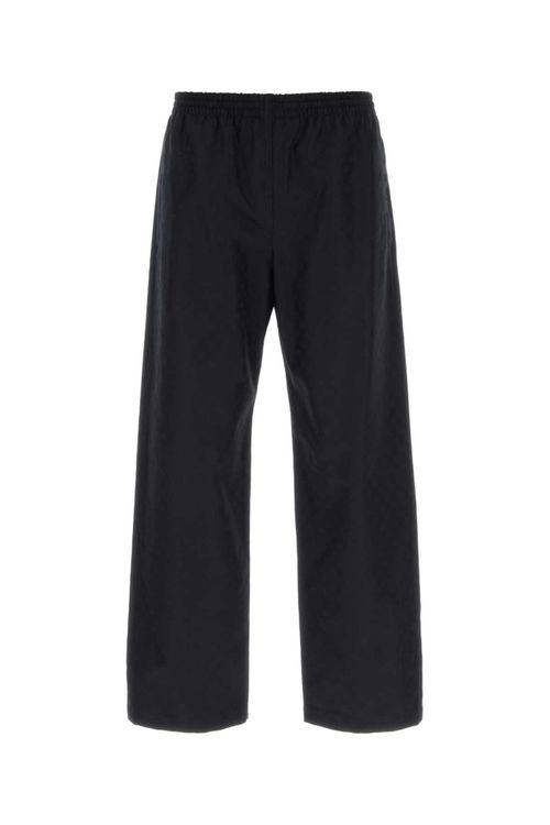 Black Nylon Solid Pyjama