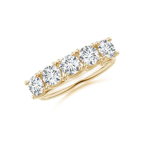 Angara 1.75 Carats Lab-Grown Half Eternity Five Stone Diamond Wedding Ring in 14K Yellow Gold