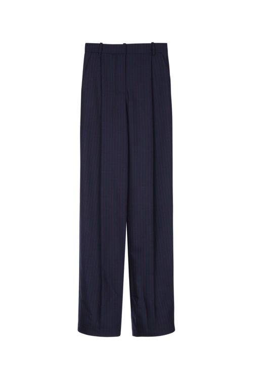 Pleated Virgin Wool Trousers — Navy
