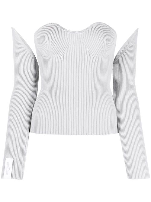 Ribbed-knit bustier-style top - Grey