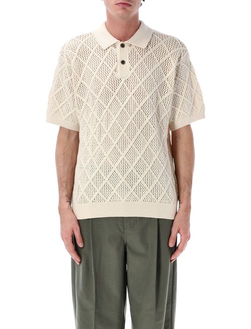 Textured Cotton Knit Polo - Size L