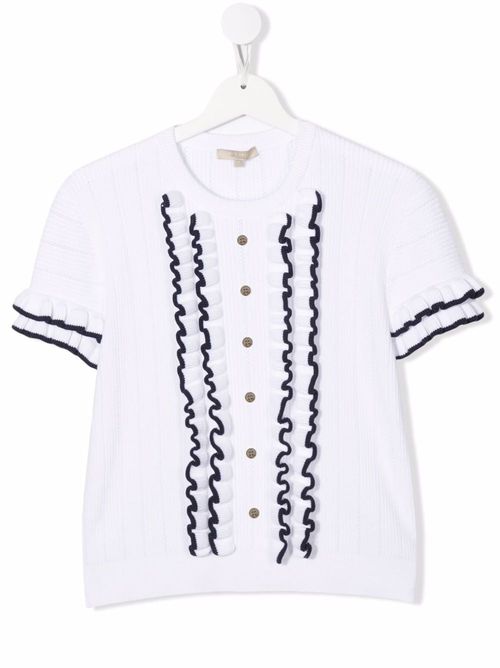 TEEN ruffled short-sleeved shirt - White