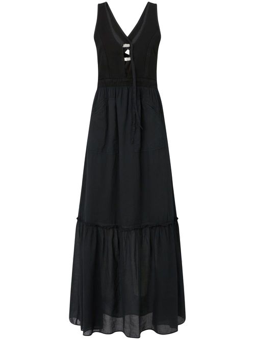 pinko ruched flared dress Striped midi dress with open back main image 0