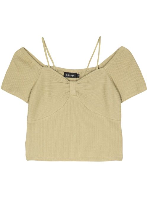 Gathered-detail ribbed crop top - Green