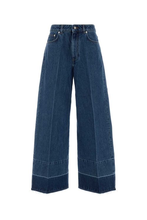 Wide-Leg Denim Jeans — Blue