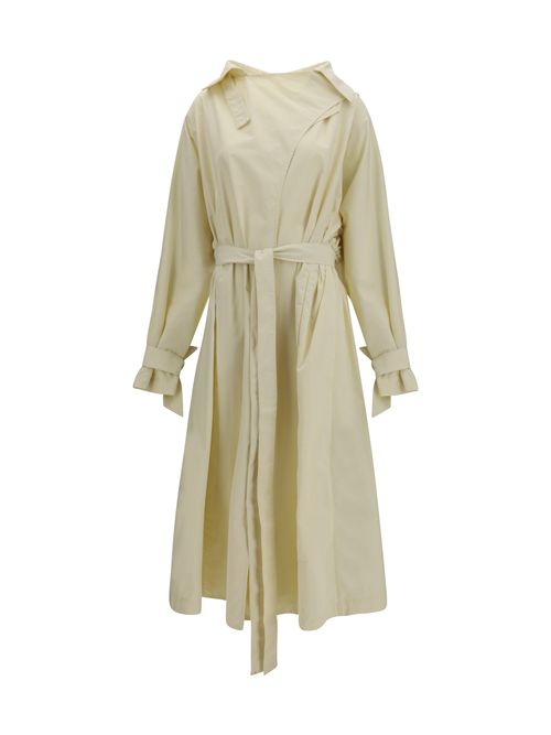 Oversized Cotton-Nylon Blend Trench Coat — Beige