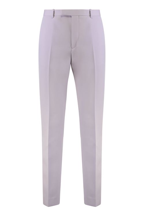 Men's Wool Gabardine Straight-Leg Trousers with Back Split