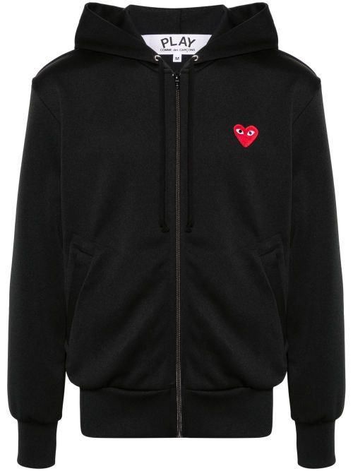 Logo-Embroidered Cotton Hoodie — Black