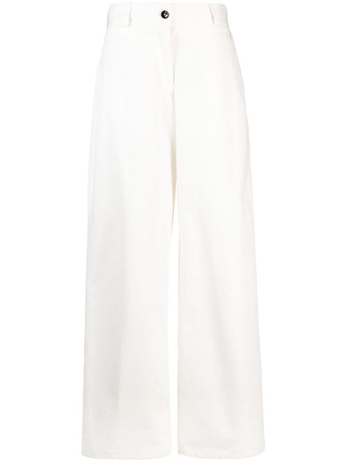 High-waist wide-leg trousers - White