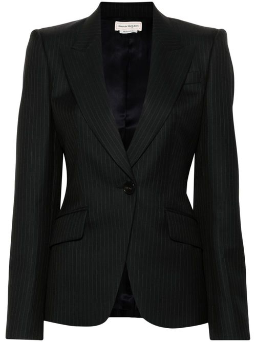 Single-breasted pinstripe blazer - Blue