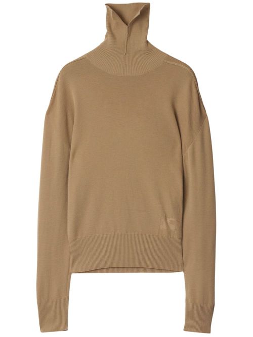 High-neck wool jumper - Brown