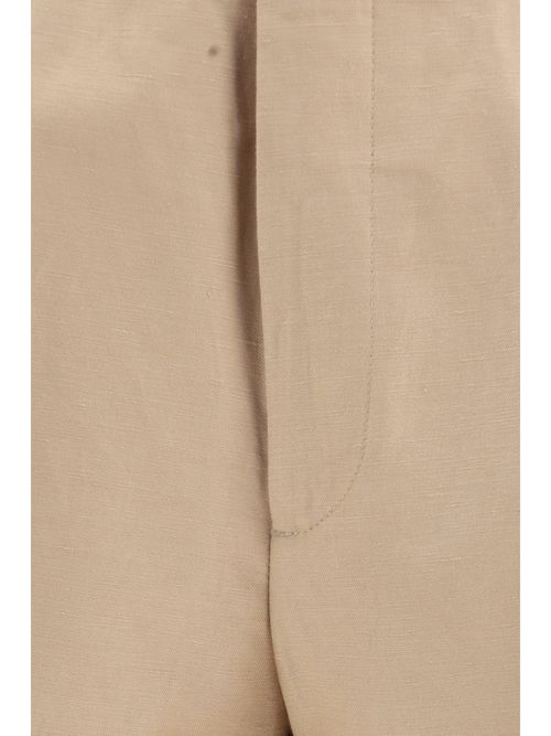 Cotton-Linen Bermuda Shorts — Beige