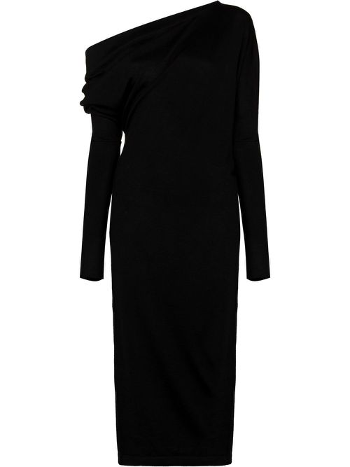 Off-shoulder midi dress - Black
