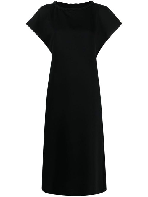Braided-collar A-line dress - Black