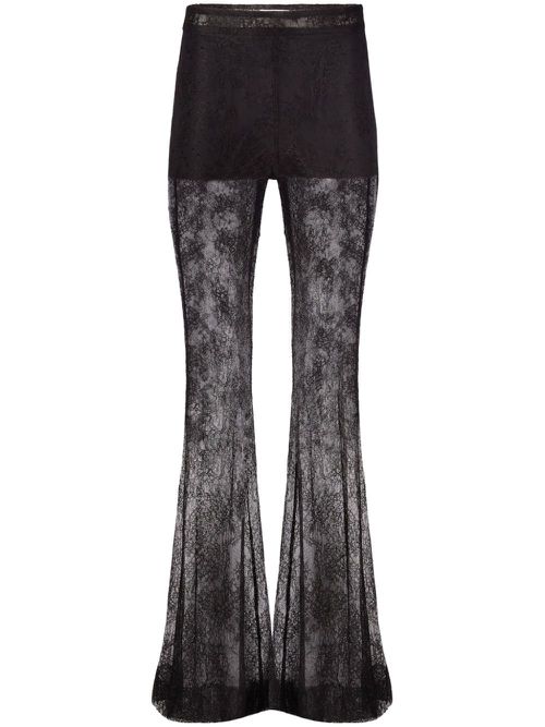 Chantilly lace flared trousers - Black
