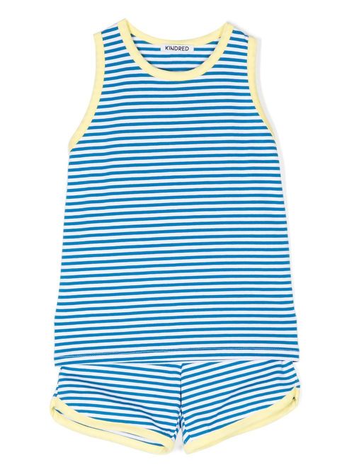 Striped sleeveless shorts set - Blue