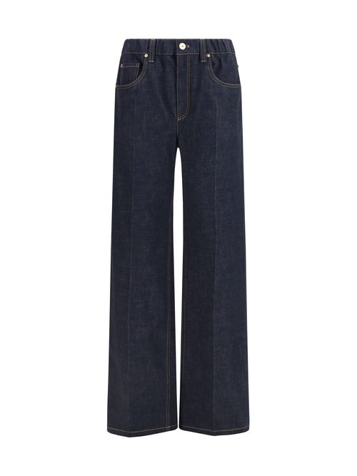 Wide-Leg Palazzo Denim Jeans — Navy