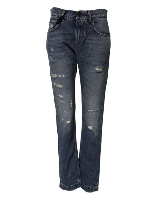 Distressed Cotton Jeans — Blue
