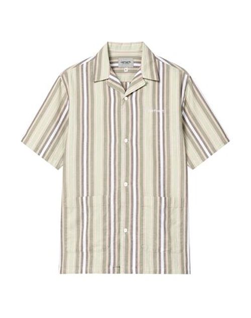 Man Shirt Light green Size M Cotton, Linen