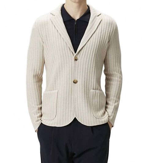 Soft Cashmere Rib Blazer In Light Beige