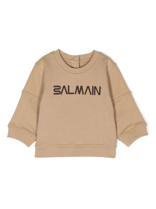 Logo-print cotton sweatshirt - Brown