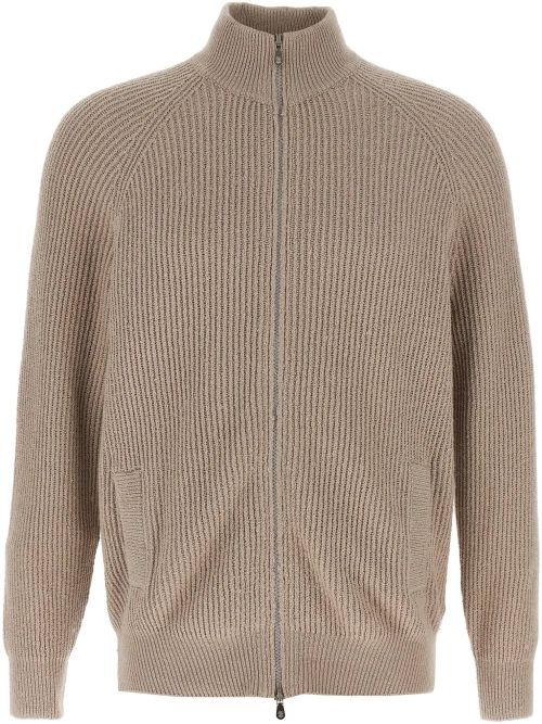 Ribbed Knit Cardigan — Beige