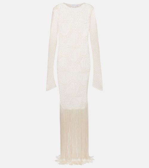 Fringed crochet maxi dress