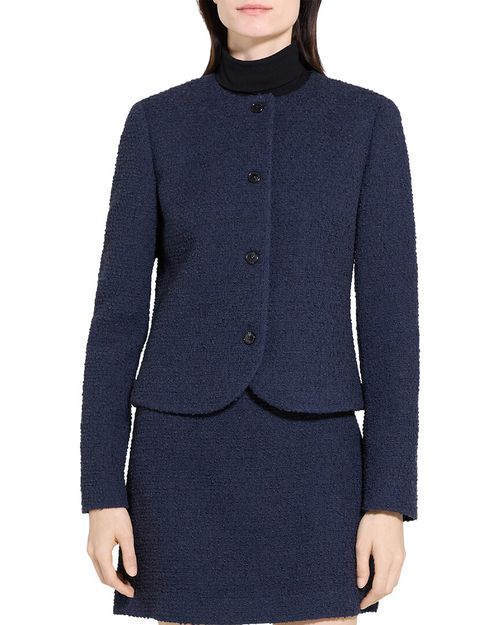 Crew Neck Clean Wool-Blend Jacket