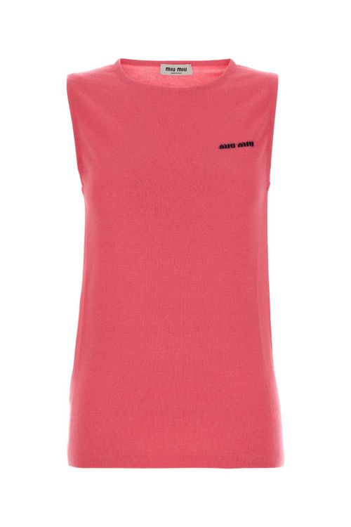 Cashmere Blend Logo Tank Top — Pink