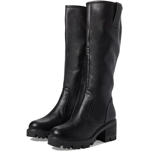 Women's Mya Boot Black Block Heel Knee High Riding RHS6836
