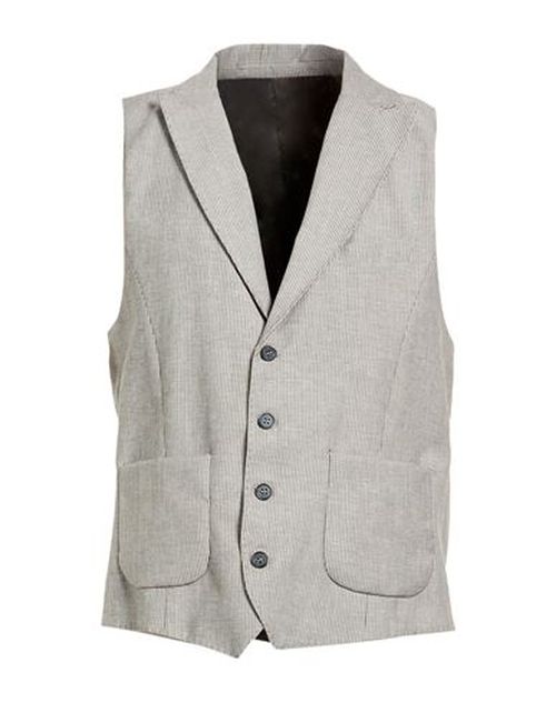 Man Tailored Vest Grey Size 40 Linen