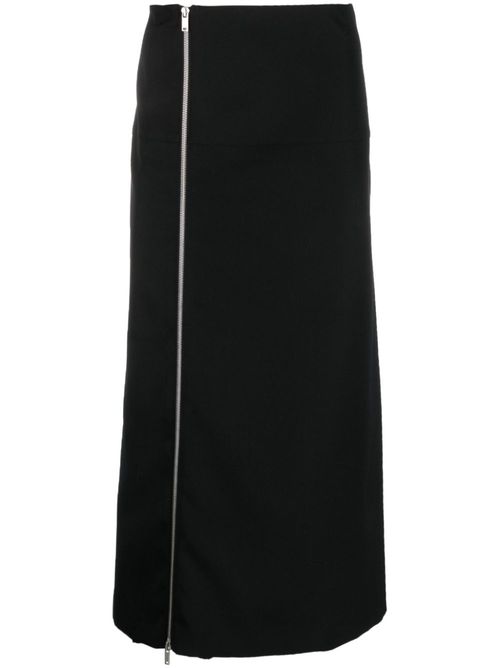Off-centre wool maxi skirt - Black