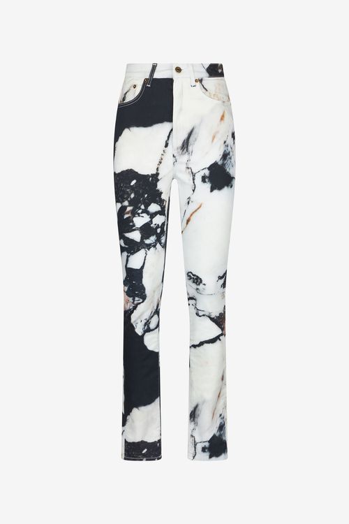 Skinny Trousers With Marble Print