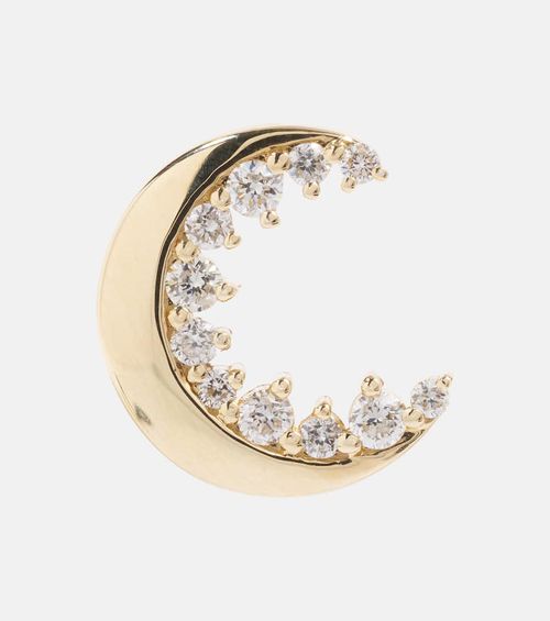 Crescent Moon 14kt gold earrings with diamonds