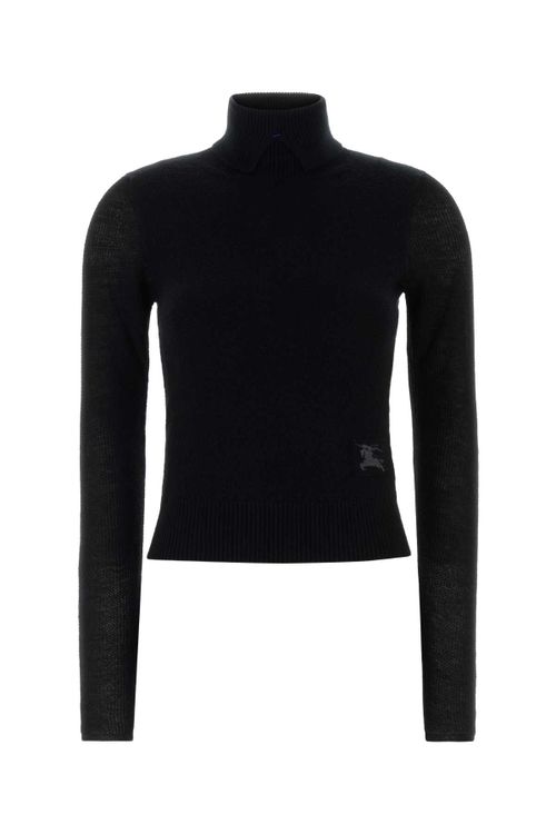 Wool Blend Turtleneck Sweater — Black