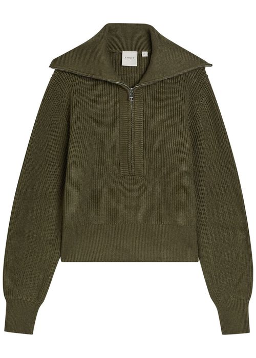Maura Ribbed Half-zip Knit Sweatshirt