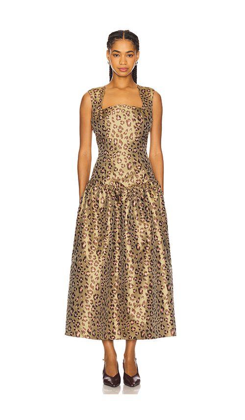 ELLIATT Delara Midi Dress in Brown. XL. Also in S, XS, M