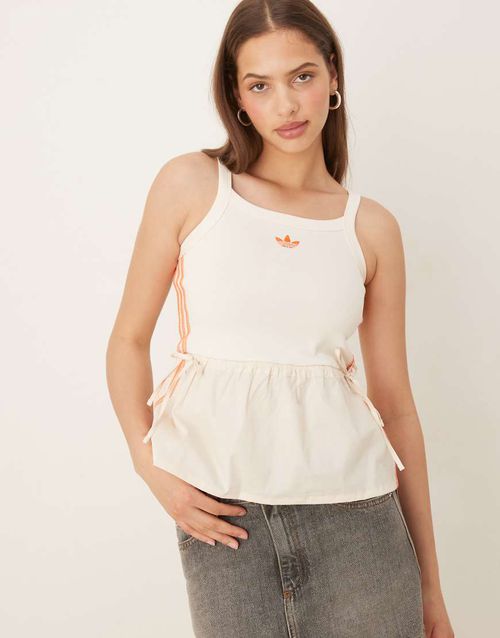 Adidas Originals crochet 3 tank top in off white